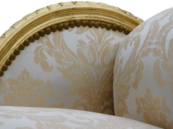 Vintage Chaiselongue Barokstijl – Goudkleurig Houten Frame – Beige Gestoffeerd