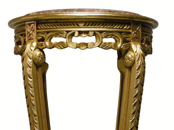 Vintage Sokkeltafel met Marmeren blad - 110 cm - Goudkleurig