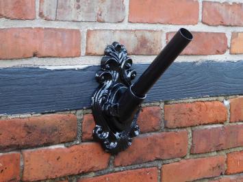 Decorative flagpole holder - cast iron - black