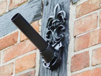 Flagpole holder with French Lily - Black - Cast iron