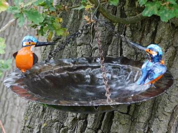 Hangende Voederschaal Vogels met Ketting - Metaal - Handgemaakt