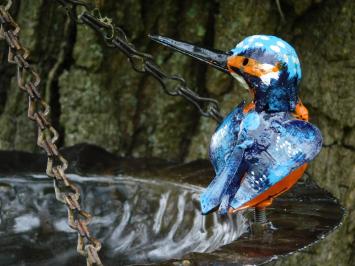 Hangende Voederschaal Vogels met Ketting - Metaal - Handgemaakt