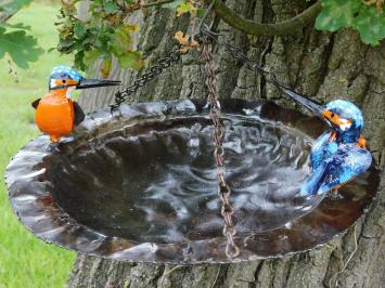 Hangende Voederschaal Vogels met Ketting - Metaal - Handgemaakt
