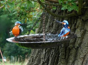 Hangende Voederschaal Vogels met Ketting - Metaal - Handgemaakt