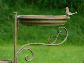 Dekorative Vogeltränke und Pflanzenständer - Eisen - Grünbraun