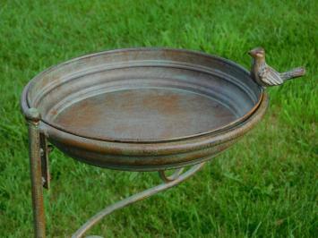 Decorative Bird feeder bath and plant stand - Iron - Green Brown