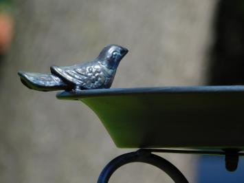 Bird Bath with Little Birds – 75 cm – Rustic Blue – Metal