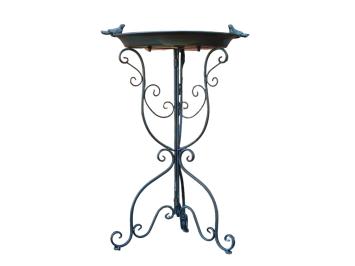 Bird Bath with Little Birds – 75 cm – Rustic Blue – Metal