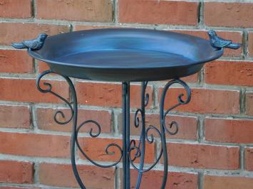 Bird Bath with Little Birds – 75 cm – Rustic Blue – Metal