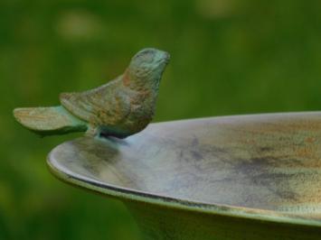 Bird Bath with Little Birds - 75 cm - Rustic Green - Metal