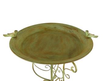 Bird Bath with Little Birds - 75 cm - Rustic Green - Metal