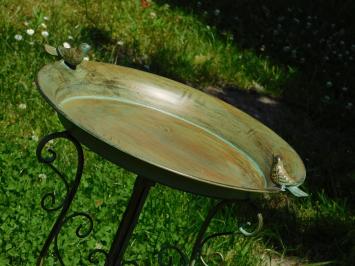 Bird Bath with Little Birds - 75 cm - Rustic Green - Metal