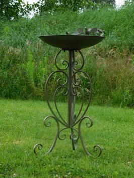 Vogelbad / Voederschaal met Vogeltjes - Staand - 82 cm - Metaal