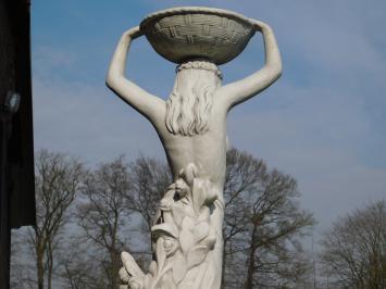 Large sculpture of a woman with bowl - made entirely of stone - 120 cm