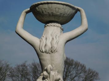 Large sculpture of a woman with bowl - made entirely of stone - 120 cm