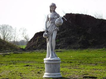 Frau mit Krügen auf Sockel - 100 cm - Stein