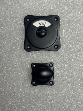 Toilet set – 'vrij / bezet' – black – complete door hardware set