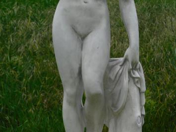 Beeld Vrouw met Appel - 115 cm - Polystone - Wit met Grijs