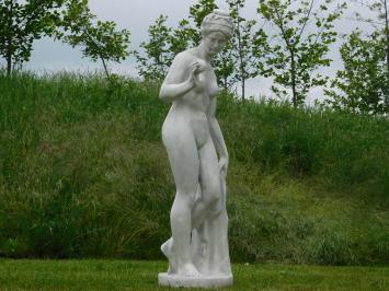 Beeld Vrouw met Appel - 115 cm - Polystone - Wit met Grijs