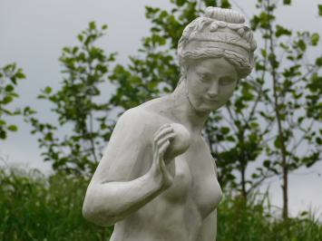 Beeld Vrouw met Appel - 115 cm - Polystone - Wit met Grijs