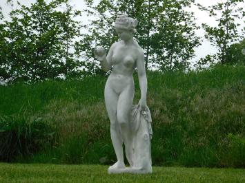 Beeld Vrouw met Appel - 115 cm - Polystone - Wit met Grijs