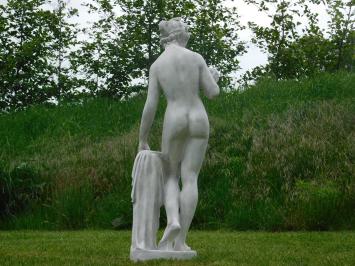 Beeld Vrouw met Appel - 115 cm - Polystone - Wit met Grijs