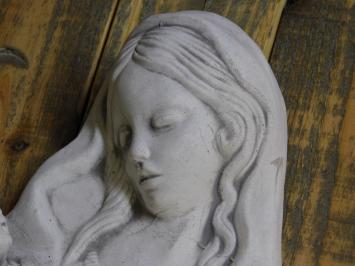Woman with Child - Stone - White with Grey - Sculpture