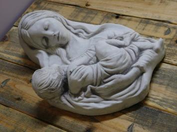 Woman with Child - Stone - White with Grey - Sculpture