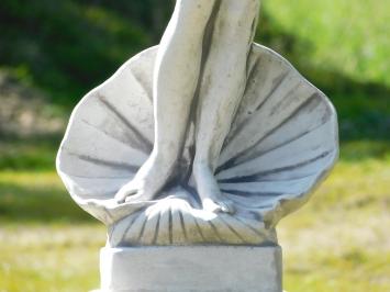 Statue Frau mit Muschel auf Sockel - 140 cm - Stein