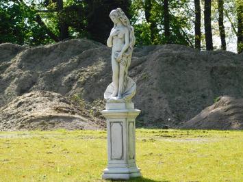 Statue Frau mit Muschel auf Sockel - 140 cm - Stein