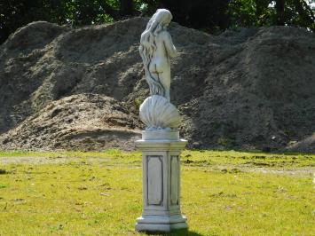 Statue Woman with Shell on Pedestal - 140 cm - Stone