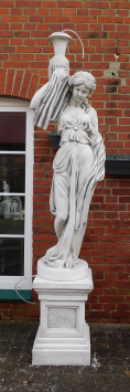 Statue Woman with Water Spout on Pedestal - 240 cm - Solid Stone