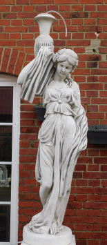 Statue Frau mit Wasserspeier auf Sockel - 240 cm - Massivstein