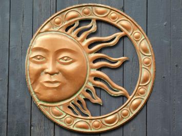 Wall ornament Sun - 50 cm - Round - Copper look