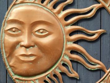 Wall ornament Sun - 50 cm - Round - Copper look