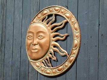 Wall ornament Sun - 50 cm - Round - Copper look