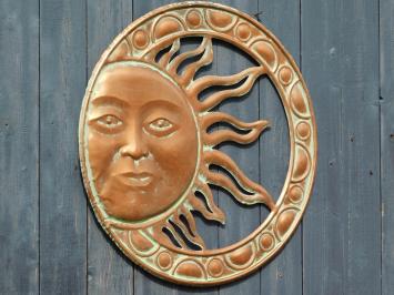 Wandornament Zon - 50 cm - Rond - Koperlook