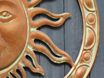 Wall ornament Sun - 50 cm - Round - Copper look