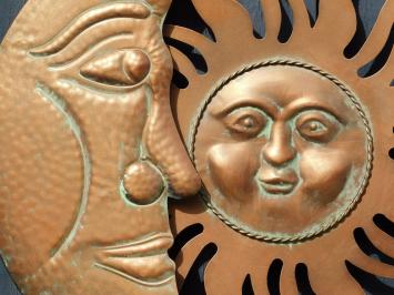 Wall ornament Sun and Moon - 60 cm - Round - Copper look