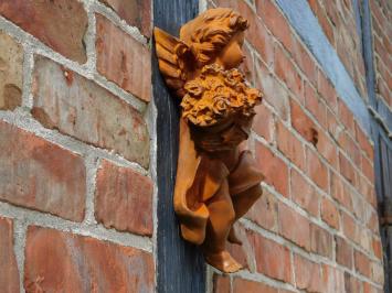 Wandengel mit Blumen – 30 cm – Gusseisen