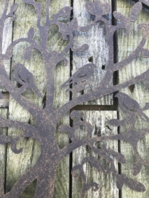 Wandschmuck aus Metall ''Baum des Lebens'', mit Vögeln