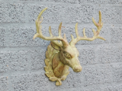 Wall ornament Deer - green/brown - cast iron