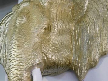 Wandornament Olifantenkop XXL - 105 cm - Lichtgoud - Polystone