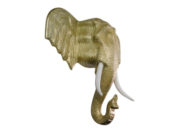 Wandornament Olifantenkop XXL - 105 cm - Lichtgoud - Polystone