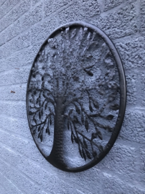 Wandschmuck ''Baum des Lebens'', mit Vögeln, mattschwarz