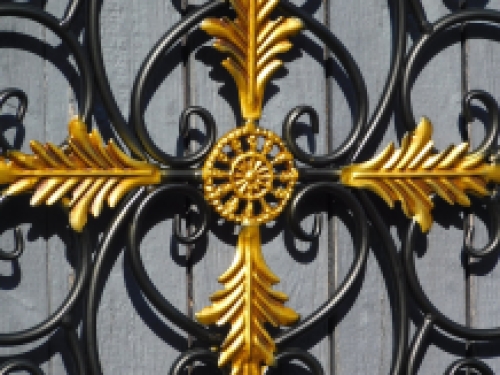 Wall ornament Vie - window grille - black and gold - wrought iron, only 2