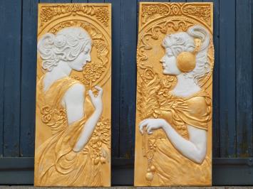 Satz von 2 Wandtellern - Jugendstil - MGO - Wandschmuck