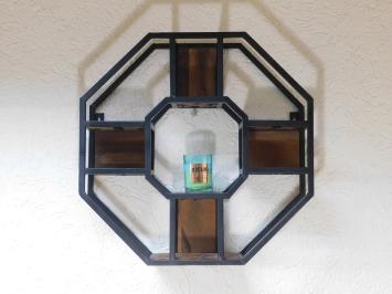 Wall rack Industrial M - octagonal - mango wood and metal