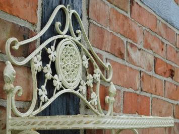 Vintage Wall Rack with Hooks - Old White - Wrought Iron