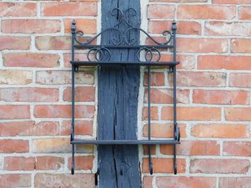 Vintage Wall Rack with Hooks - Wrought Iron brown